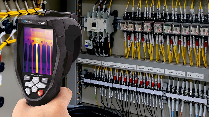 Thermal imaging camera used in inspection to identify hot spots in seasonal weather electrical systems